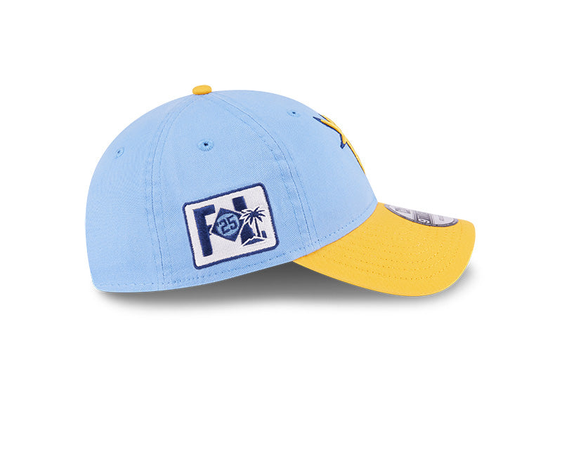 Rays New Era Youth Light Blue/Yellow Burst 2025 On-Field Spring Training 9Twenty Adjustable Hat