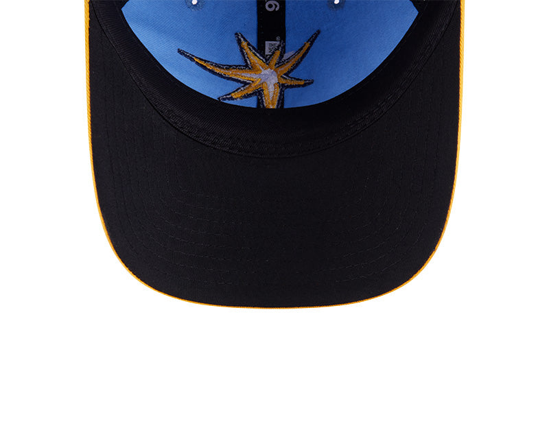 Rays New Era Youth Light Blue/Yellow Burst 2025 On-Field Spring Training 9Twenty Adjustable Hat