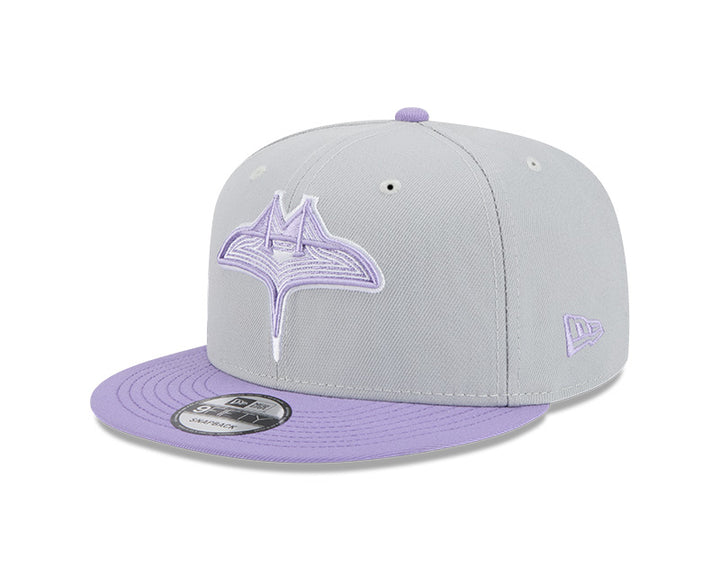 Rays New Era Youth Grey Purple City Connect Skyray 9Fifty Snapback Hat