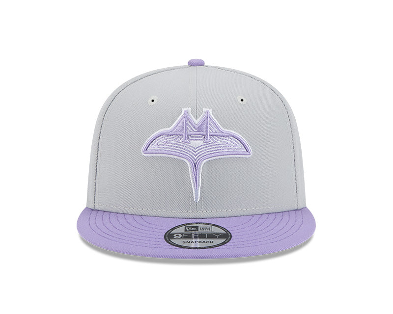 Rays New Era Youth Grey Purple City Connect Skyray 9Fifty Snapback Hat