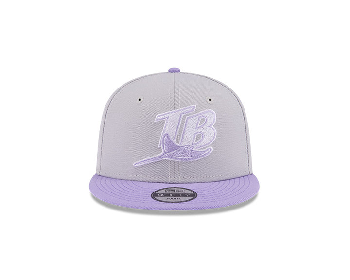 Rays New Era Youth Grey Purple Coop 9Fifty Snapback