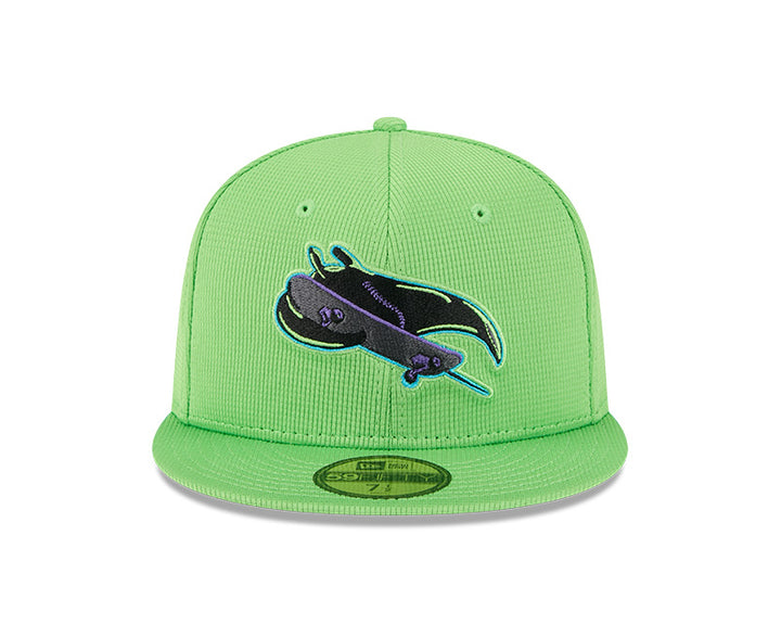 Rays New Era 2025 City Connect Neon Green Skateray Batting Practice 59Fifty Fitted Hat