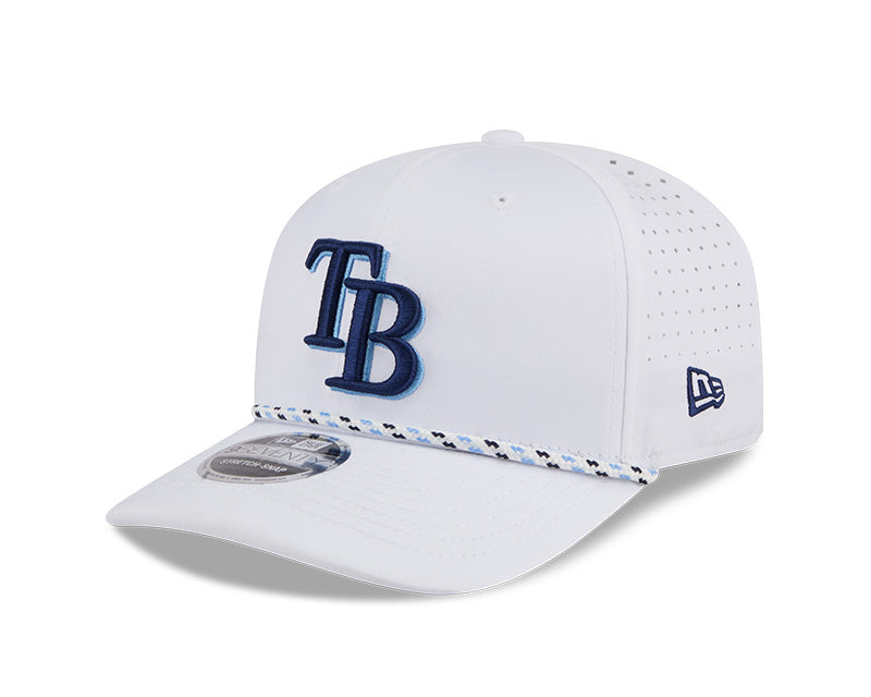 Rays New Era TB White Performance 9SEVENTY Stretch-Snap Hat