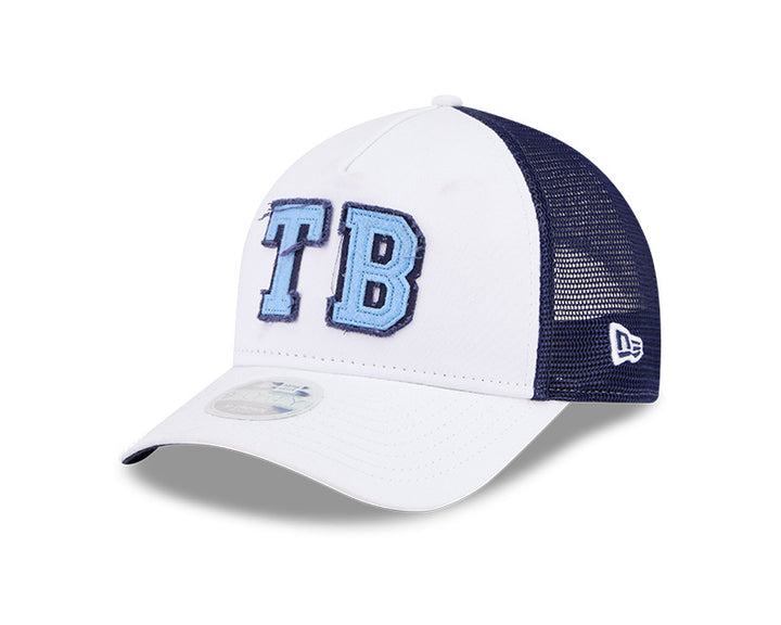 Rays Women's New Era White Navy TB Two Tone 9Forty Trucker Hat