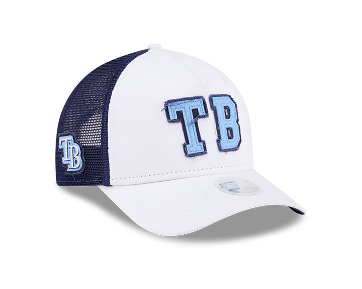 Rays Women's New Era White Navy TB Two Tone 9Forty Trucker Hat