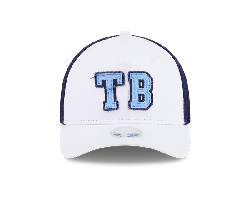 Rays Women's New Era White Navy TB Two Tone 9Forty Trucker Hat