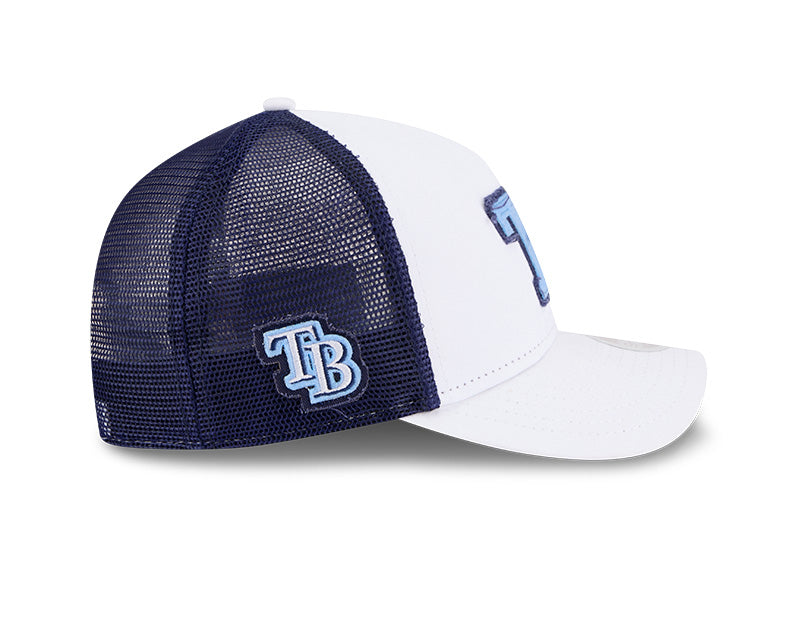 Rays Women's New Era White Navy TB Two Tone 9Forty Trucker Hat