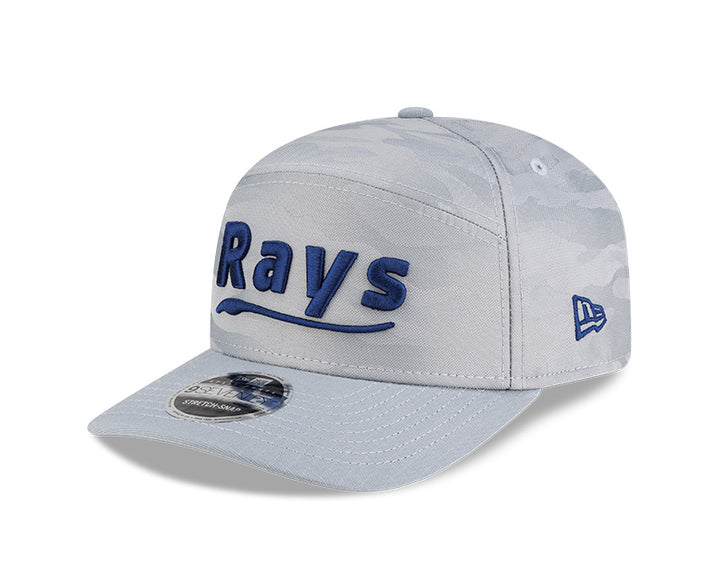 Rays New Era Grey Script TB Split Panel 9Seventy Stretch-Snap Hat