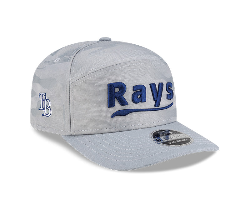 Rays New Era Grey Script TB Split Panel 9Seventy Stretch-Snap Hat