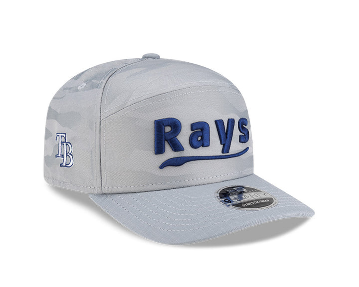 Rays New Era Grey Script TB Split Panel 9Seventy Stretch-Snap Hat