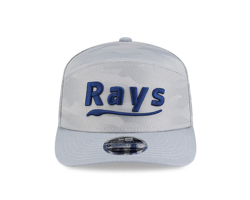 Rays New Era Grey Script TB Split Panel 9Seventy Stretch-Snap Hat