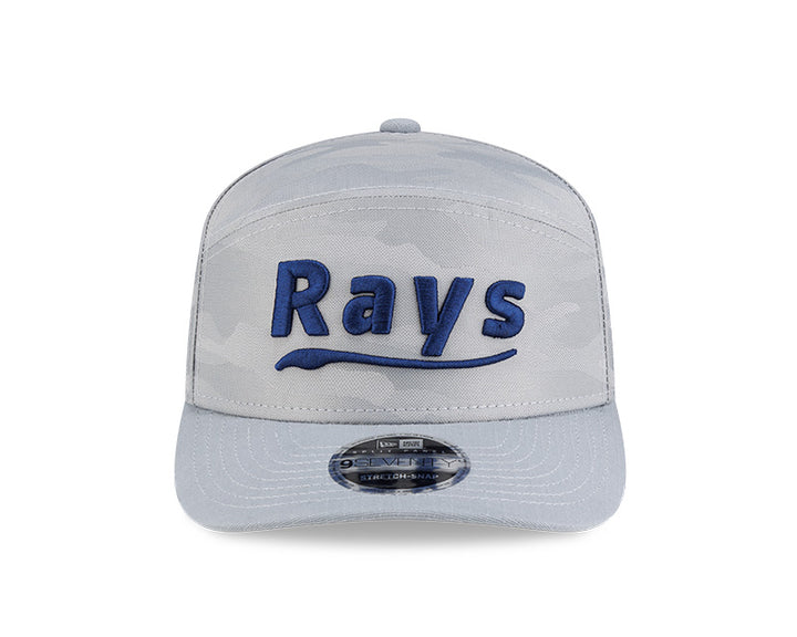 Rays New Era Grey Script TB Split Panel 9Seventy Stretch-Snap Hat