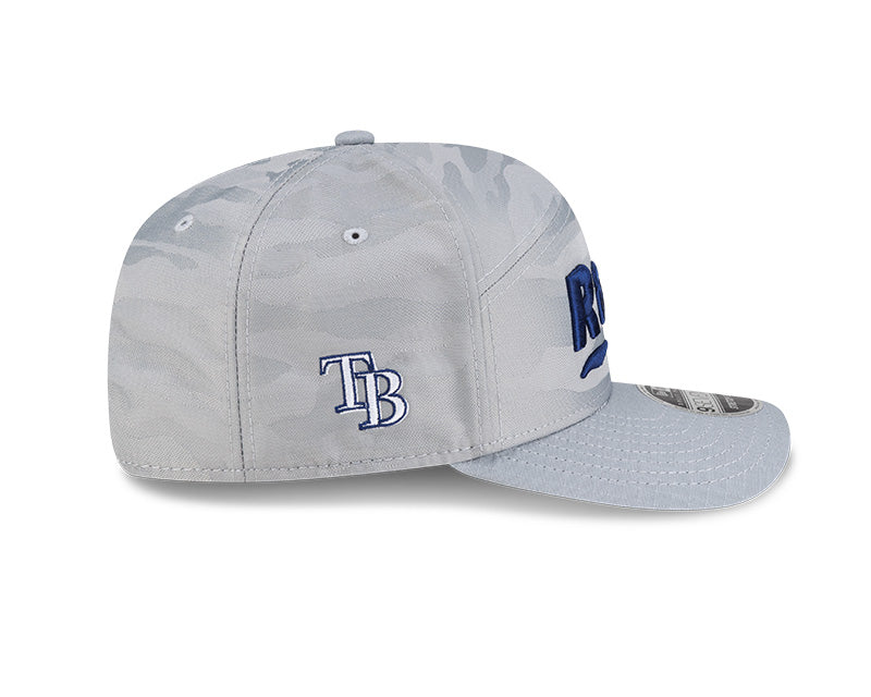 Rays New Era Grey Script TB Split Panel 9Seventy Stretch-Snap Hat