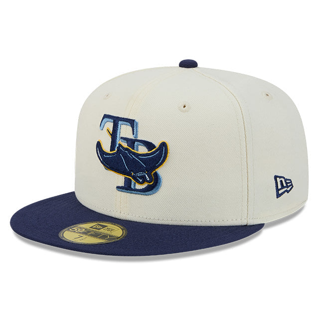 Rays New Era Cream Navy Deceptor Two-Tone 59Fifty Fitted Hat