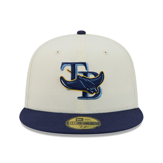 Rays New Era Cream Navy Deceptor Two-Tone 59Fifty Fitted Hat