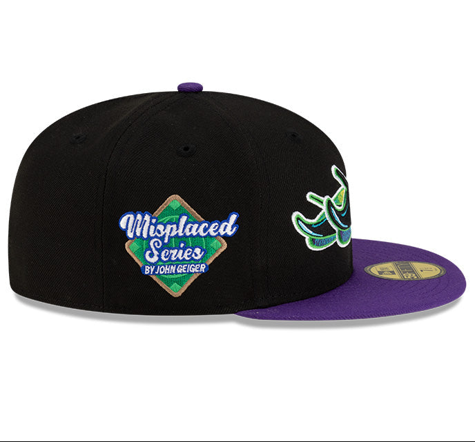 Rays New Era John Geiger "Misplaced Series" Black Purple Devil Rays 59Fifty Fitted Hat
