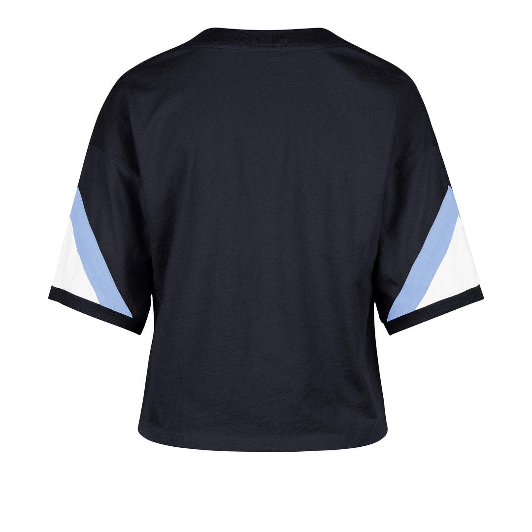 Rays Women's '47 Brand Navy Wordmark V-Neck Geo T-Shirt
