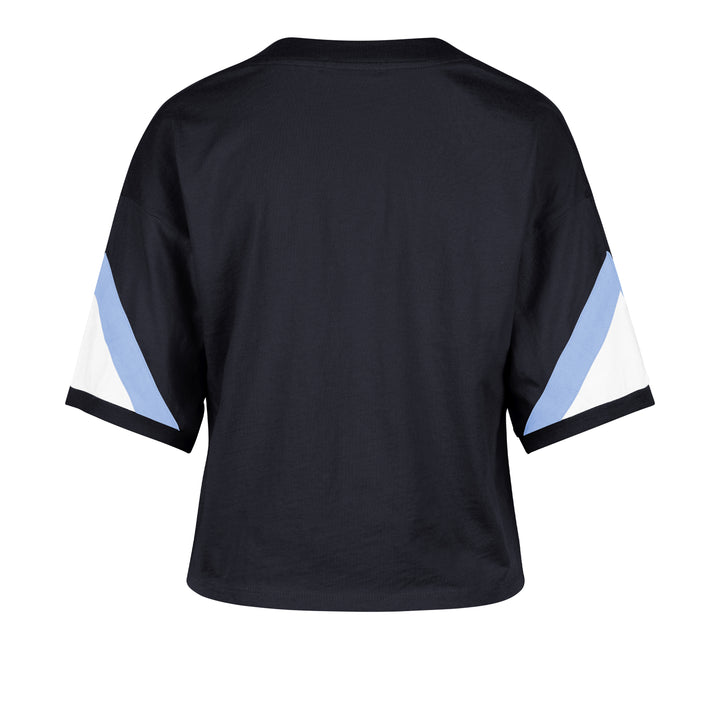 Rays Women's '47 Brand Navy Wordmark V-Neck Geo T-Shirt