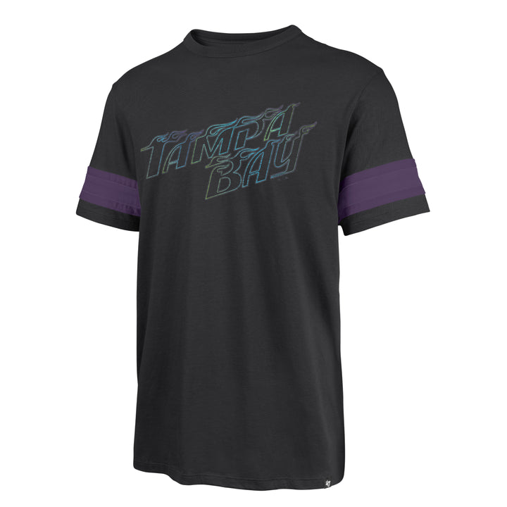 Rays Men's '47 Brand Black City Connect Tampa Bay Flames Purple Stripe T-Shirt
