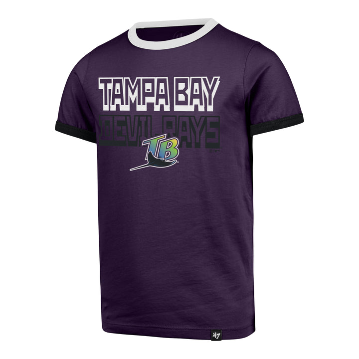 Rays Youth '47 Brand Purple Devil Rays TB Coop Ringer Tee