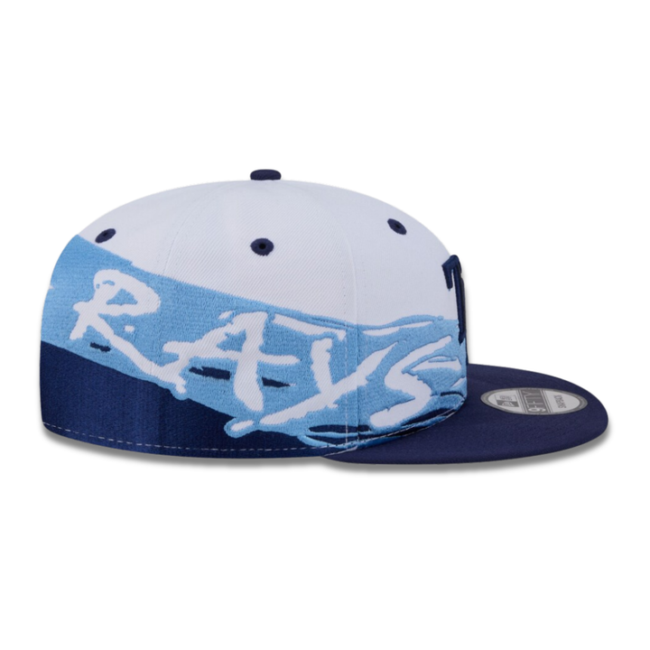 Rays New Era White Navy Swept Wave 9Fifty Adjustable Hat
