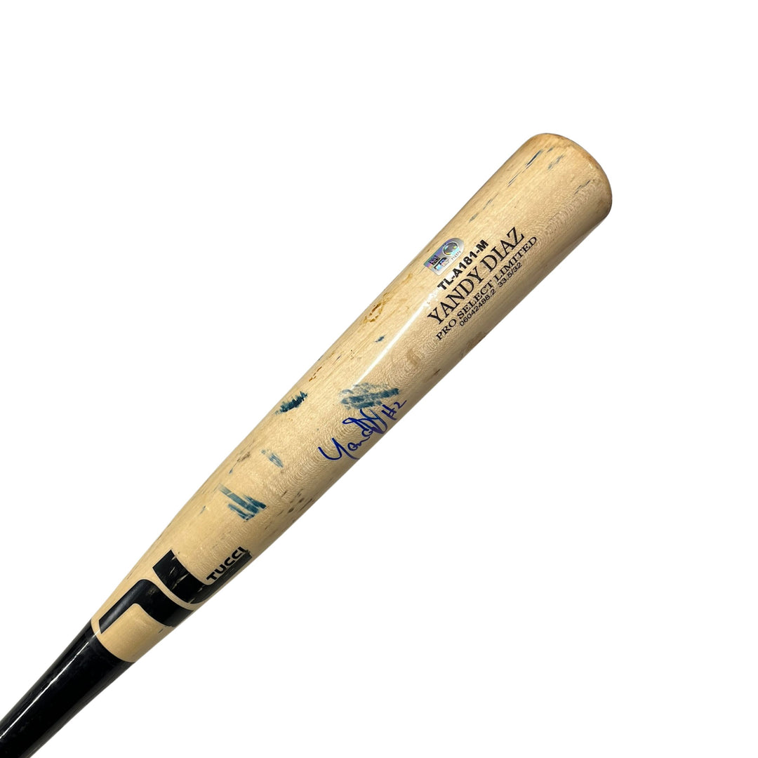 Rays Yandy Diaz Game Used Autographed Broken Bat