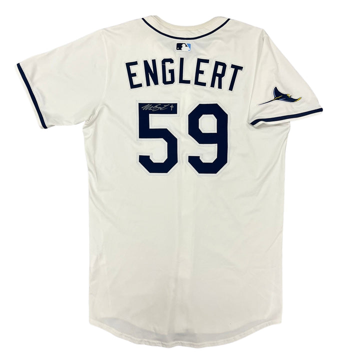 Rays Mason Englert Team Issued Authentic Autographed White Jersey