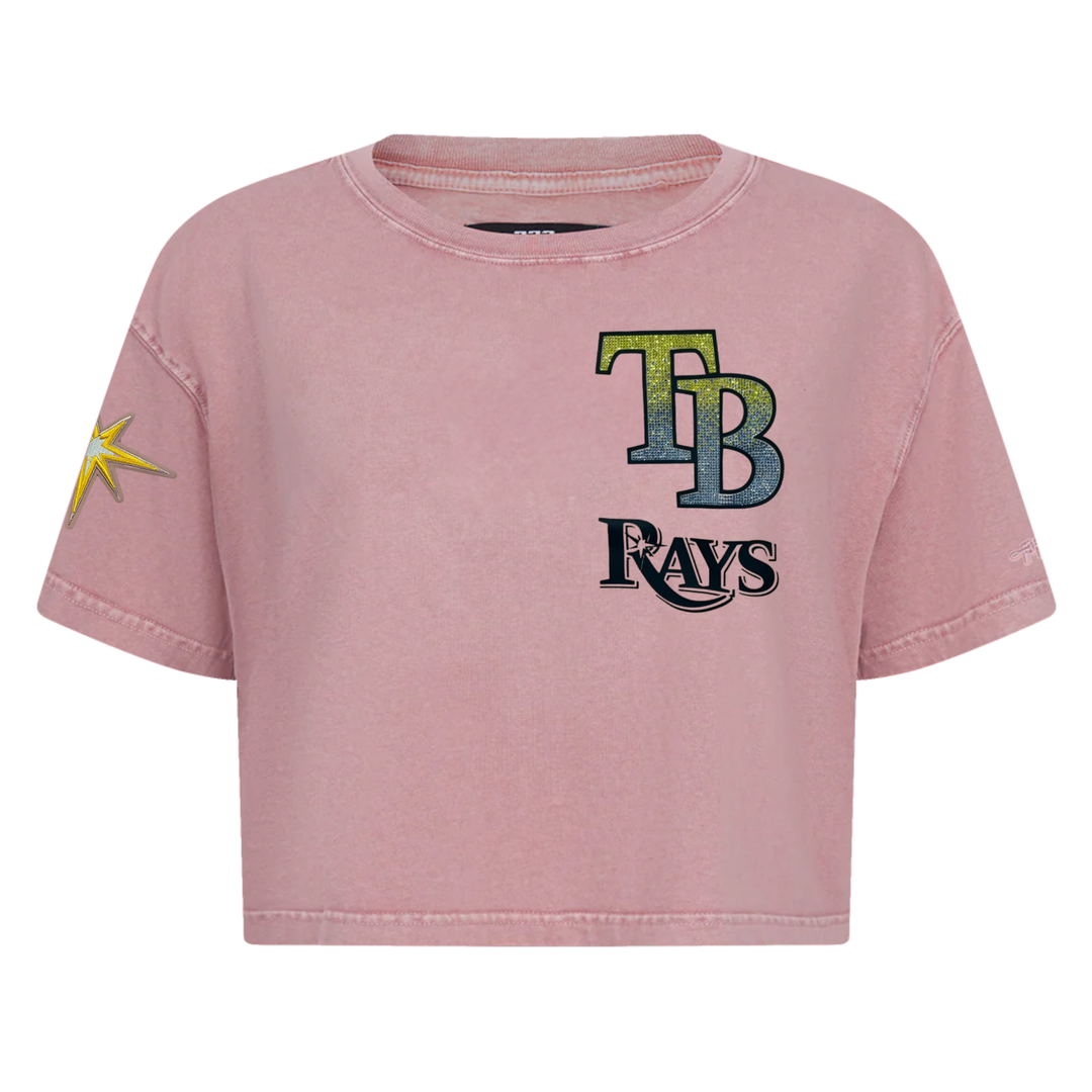 Rays Women's Pink TB Pro Standard Boxy Jewels Cropped Tee