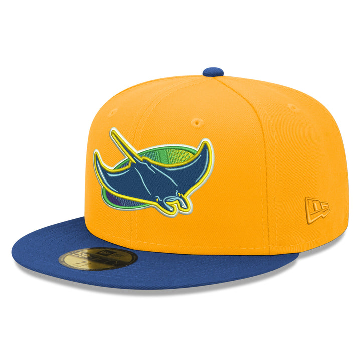 Rays New Era Yellow Navy Alt Tropicana Field Side Patch 59Fifty Fitted Hat