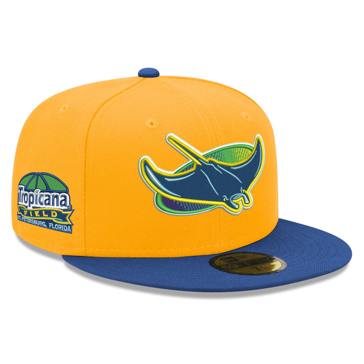 Rays New Era Yellow Navy Alt Tropicana Field Side Patch 59Fifty Fitted Hat