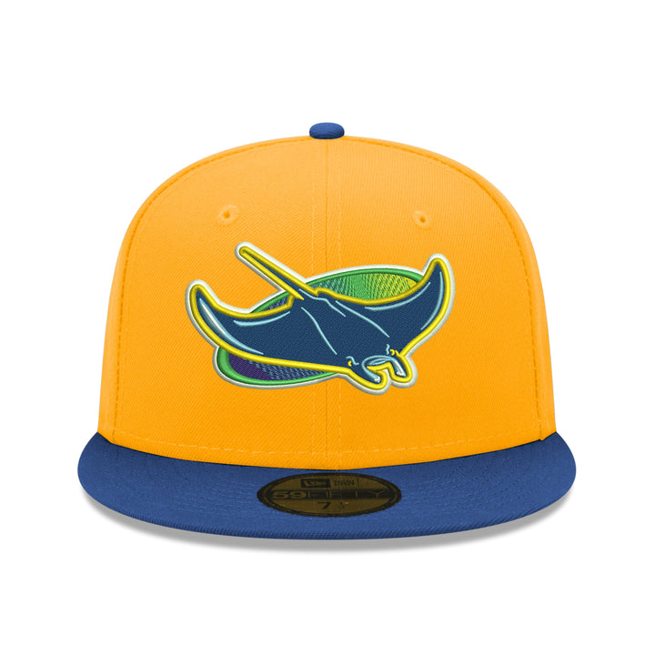 Rays New Era Yellow Navy Alt Tropicana Field Side Patch 59Fifty Fitted Hat