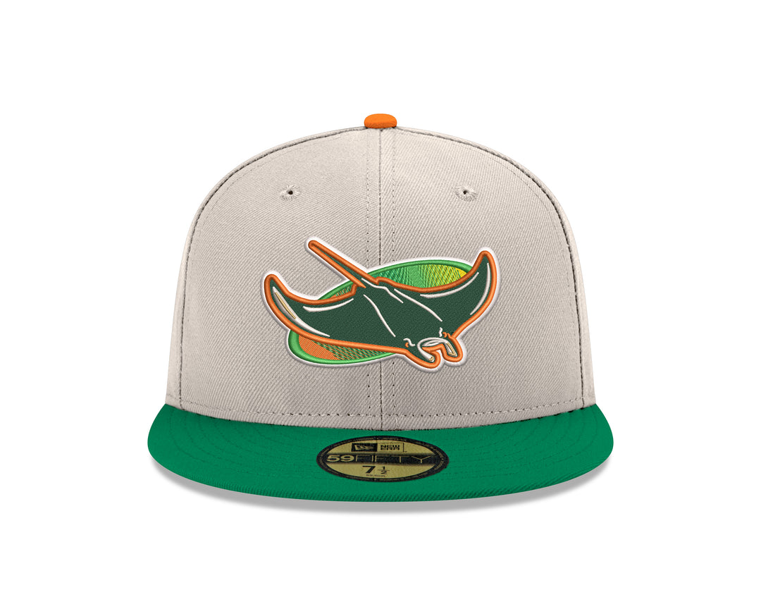 Rays New Era Tan Orange Green Alt 59Fifty Fitted Hat