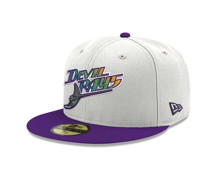 Rays New Era White Purple Devil Rays 59Fifty Fitted Hat