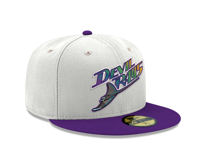 Rays New Era White Purple Devil Rays 59Fifty Fitted Hat