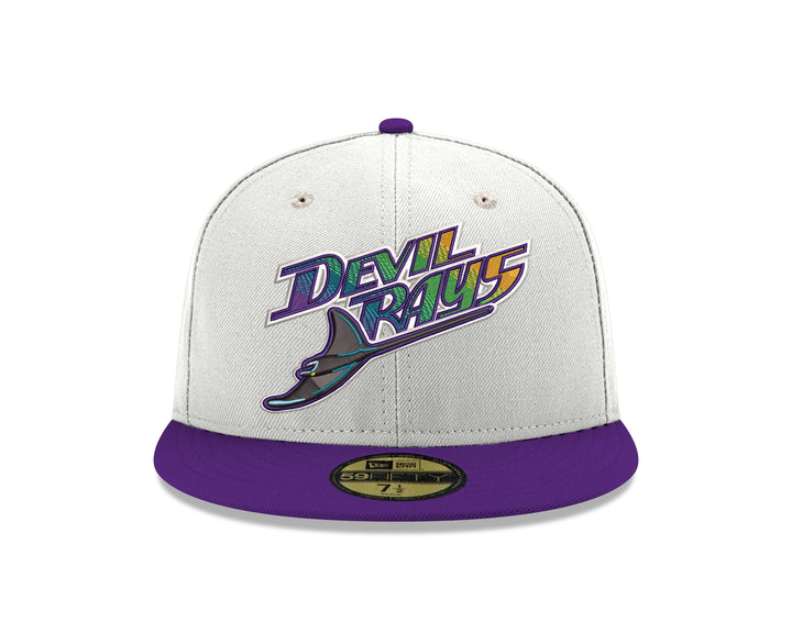 Rays New Era White Purple Devil Rays 59Fifty Fitted Hat