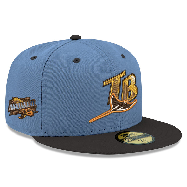 Rays New Era Coop Blue Brown Inaugural Season Side Patch 59Fifty Fitted Hat