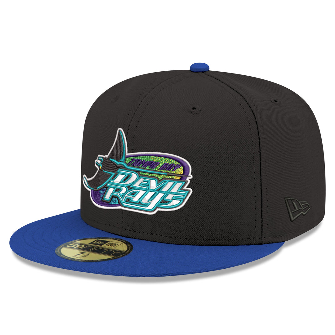 Rays New Era Black & Blue Devil Rays Inaugural Season Side Patch 59Fifty Fitted Hat
