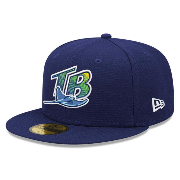 Rays New Era Road Navy On-Field 59Fifty Fitted Hat