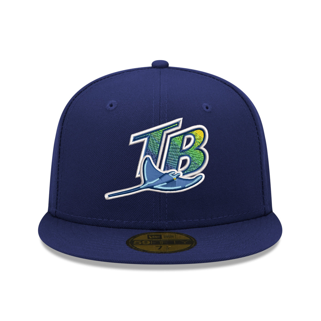Rays New Era Road Navy On-Field 59Fifty Fitted Hat