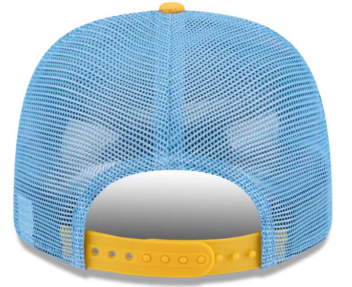 Rays New Era Light Blue/Yellow Burst Spring Training 2025 9Seventy Trucker Stretch-Snap Hat