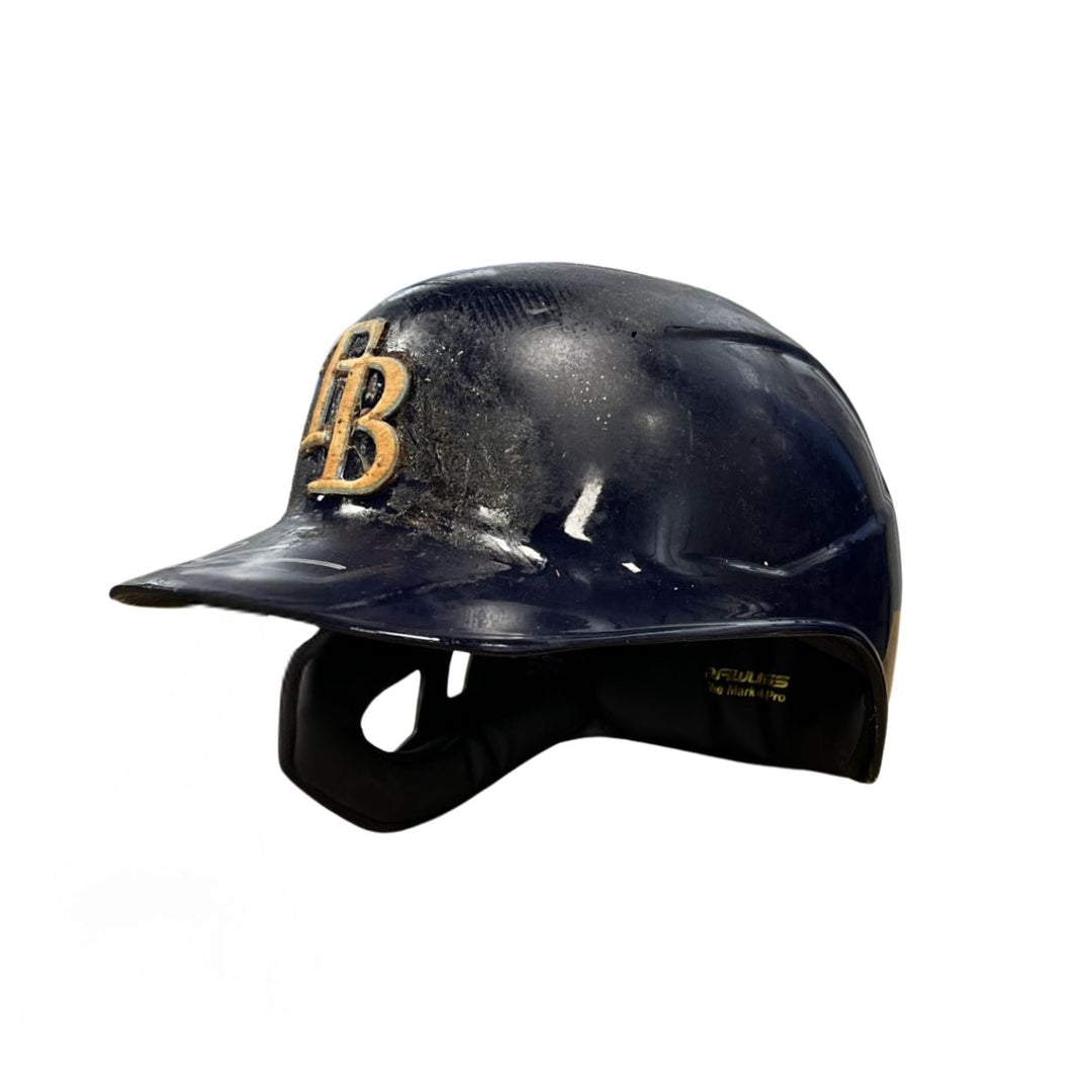 Rays Brandon Lowe Team Issued Autographed TB Batting Helmet