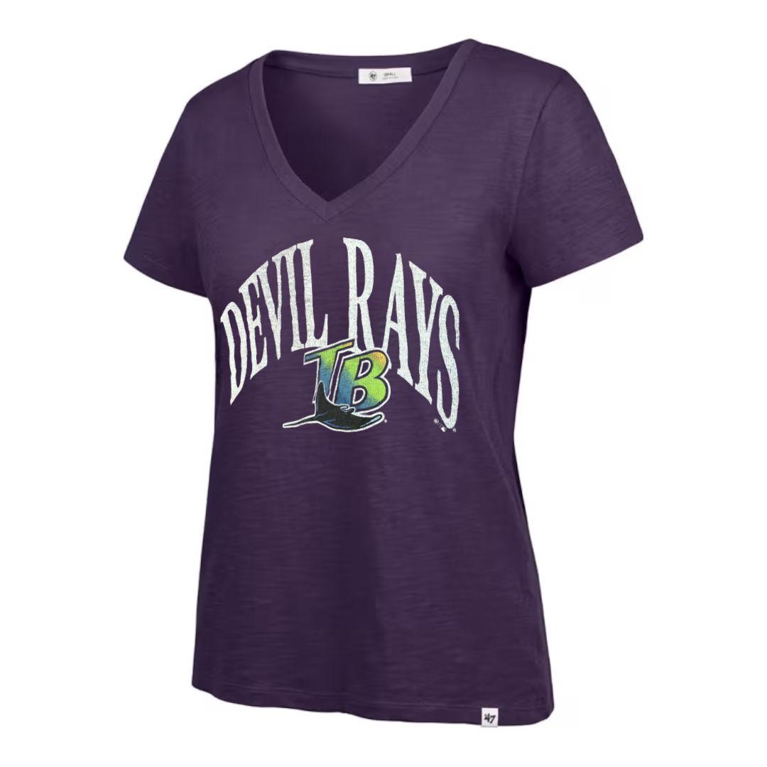 Rays Women's '47 Brand Purple Devil Rays Coop V-Neck T-Shirt