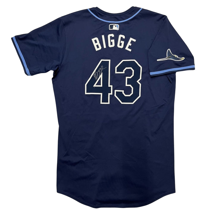 Rays Hunter Bigge Team Issued Authentic Autographed Navy Jersey