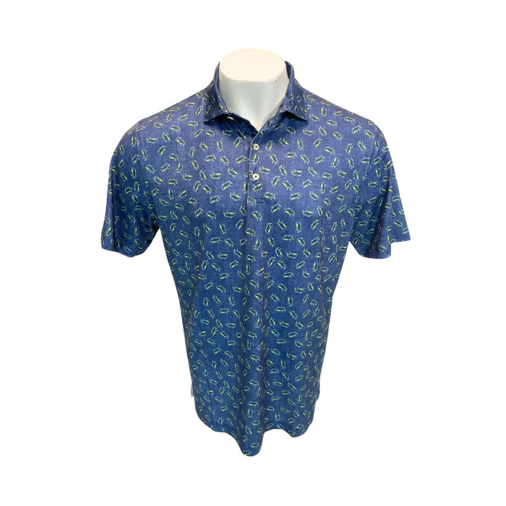 Rays Men's Johnnie O Navy Exeter All Over Alt Logo Polo