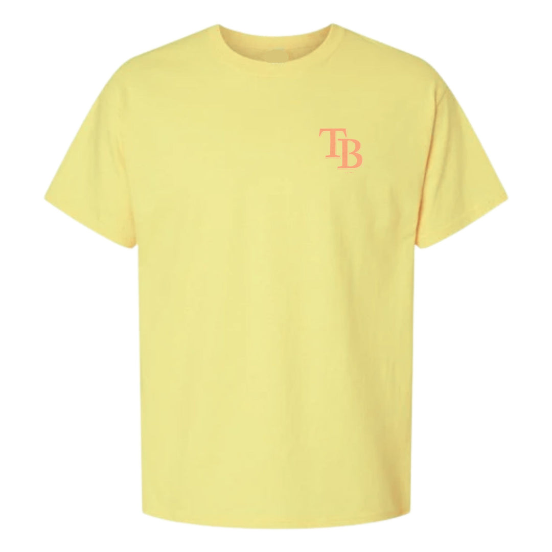 Rays Men's Margaritaville Yellow TB Surfboard on Back T-Shirt