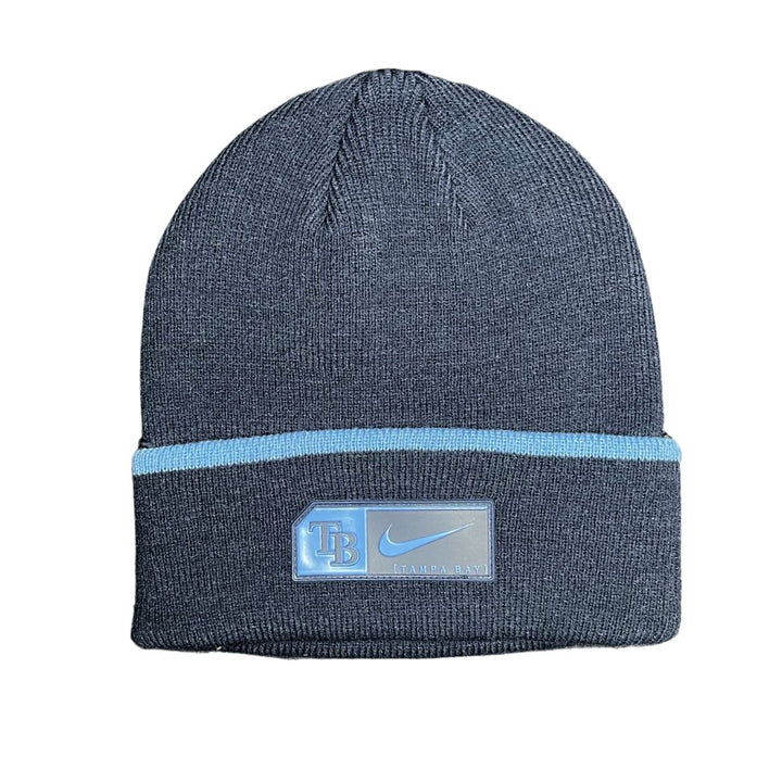 Rays Nike Navy TB Patch Terra Cuffed Knit Hat