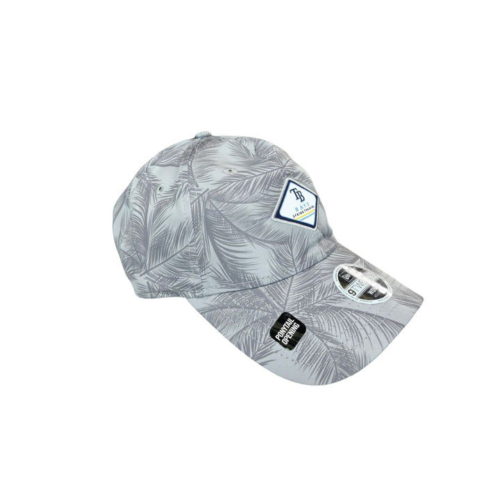 Rays Women's New Era Gray Spring Training TB Palms 9Twenty Ponytail Opening Adjustable Hat