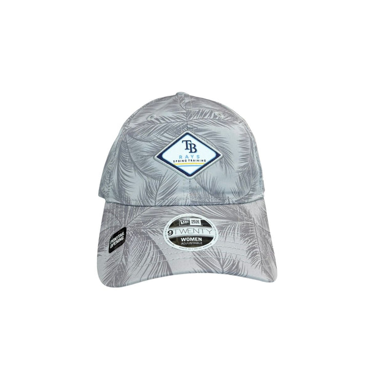 Rays Women's New Era Gray Spring Training TB Palms 9Twenty Ponytail Opening Adjustable Hat