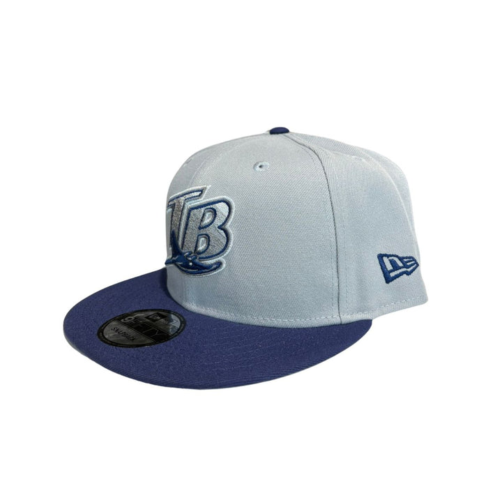 Rays New Era 2025 Grey Navy Batting Practice 9Fifty Snapback Hat