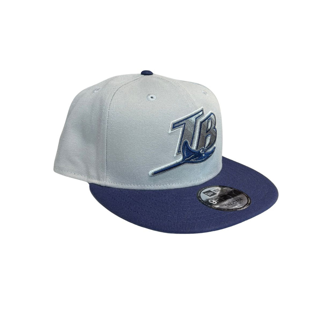 Rays New Era 2025 Grey Navy Batting Practice 9Fifty Snapback Hat